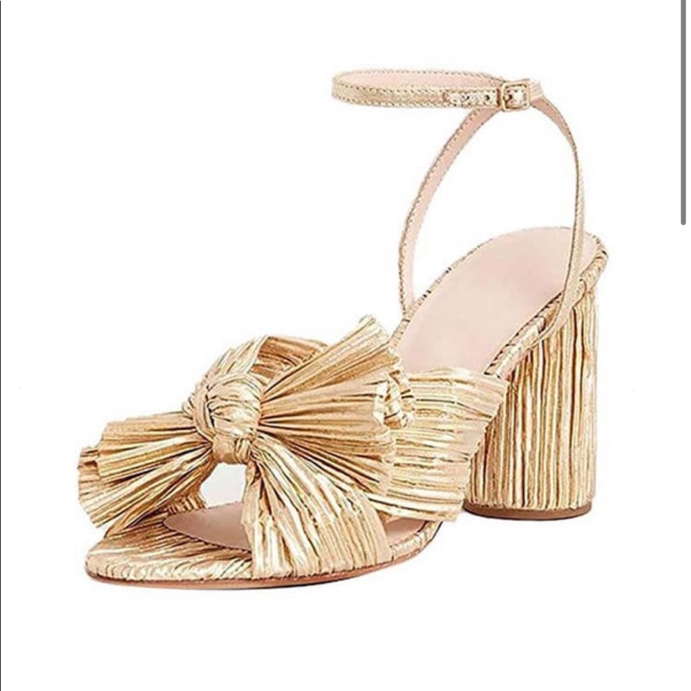 NEW Gold Loeffler Randall Camellia INSPIRED Bow Heels ✨